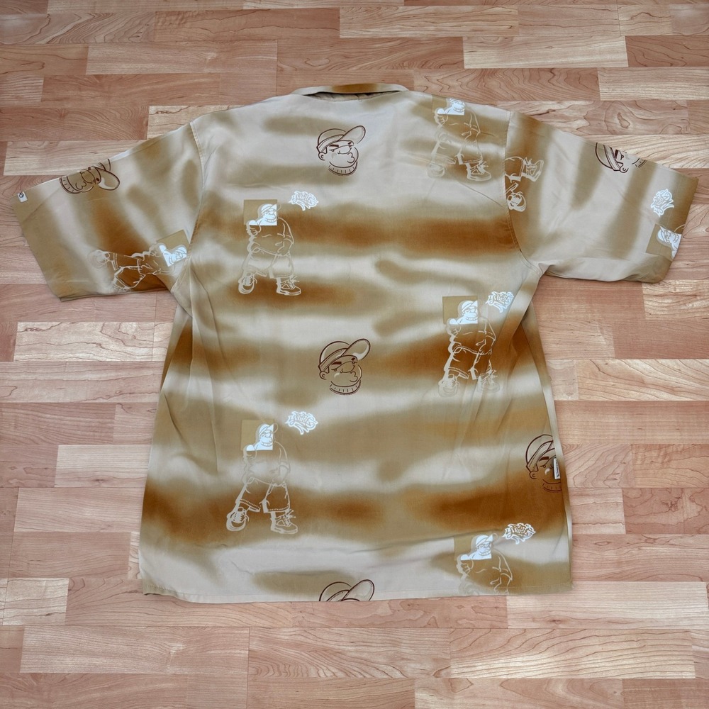 Southpole Mens Vintage Y2K Graffiti Character Ombre Button Down Shirt Brown L - Picture 2 of 8